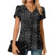 Anyally Women's Plus Size Summer Dressy Chiffon Blouses Short Sleeve V Neck Tunic Tops for Leggings Casual T-Shirts